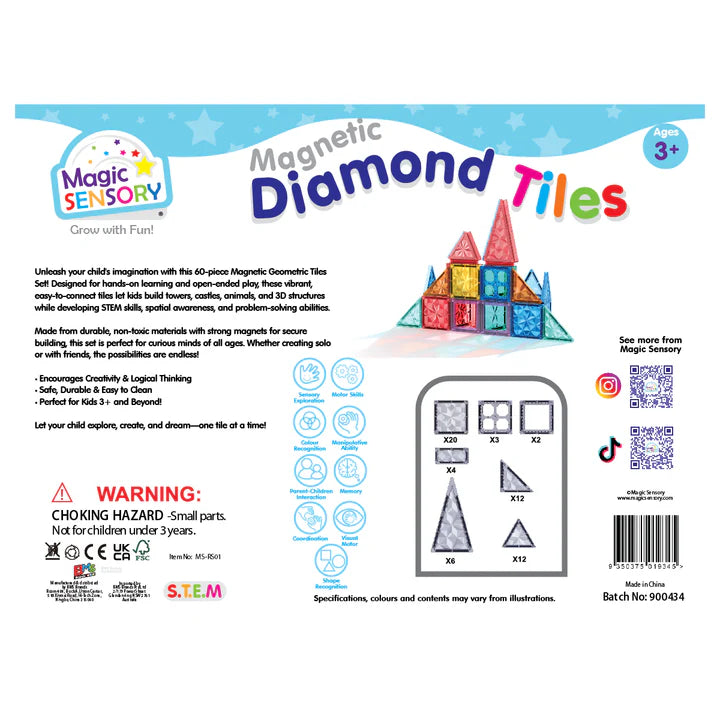 Magic Sensory Magnetic Diamond Tiles 60pk
