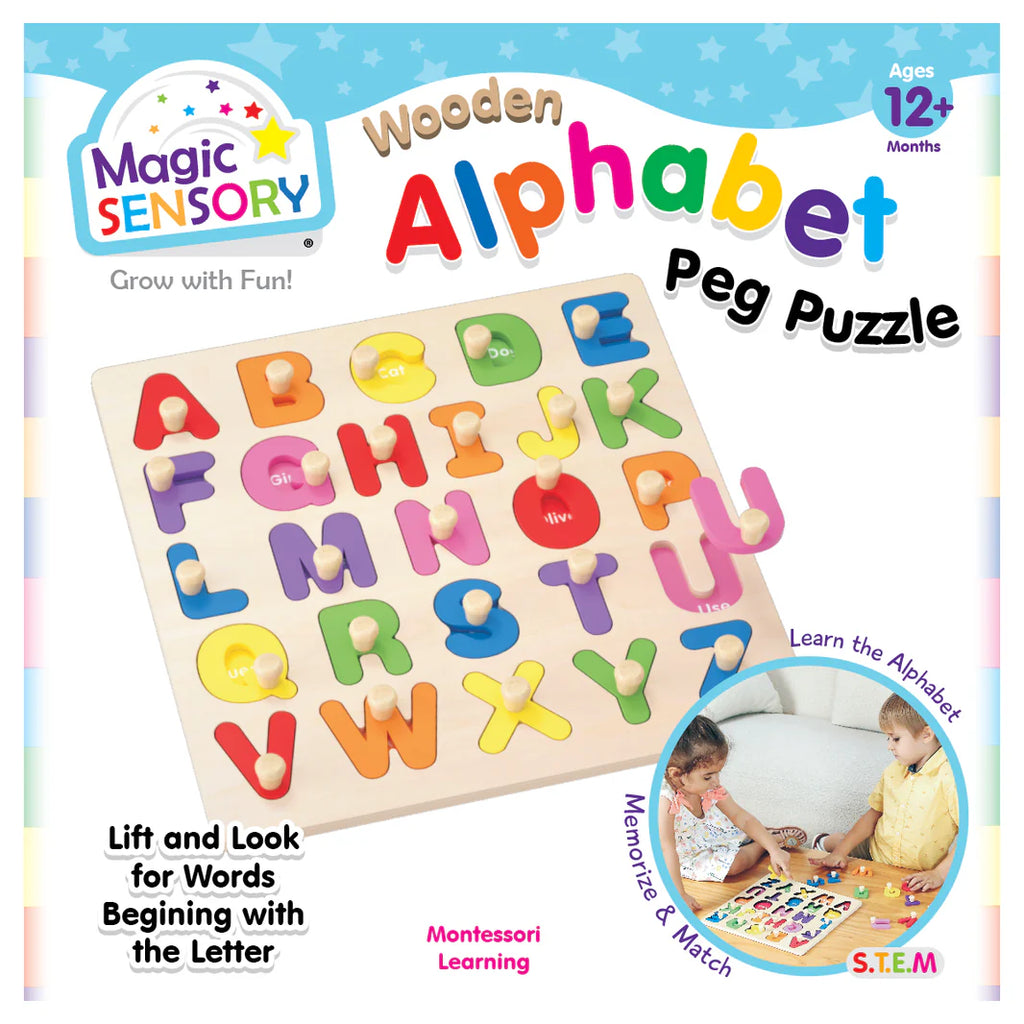 Magic Sensory Wooden Alphabet Peg Puzzle