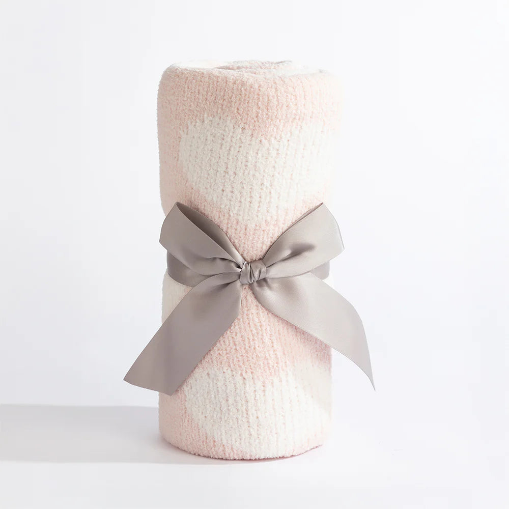 Chenille Blanket - Pink Hearts