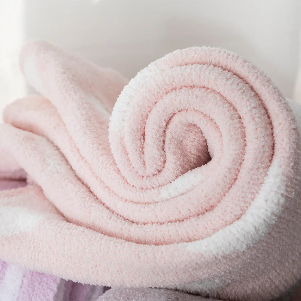 Chenille Blanket - Pink Hearts