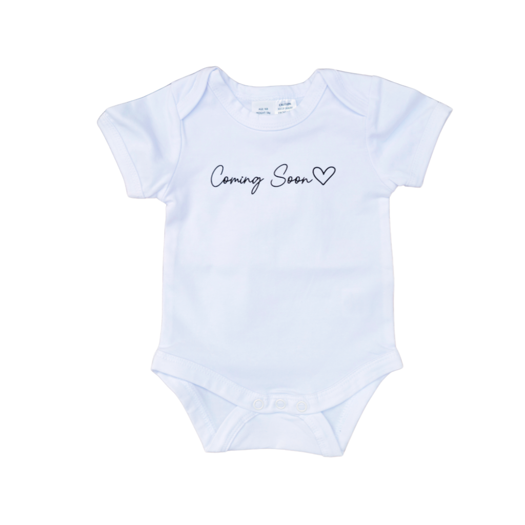 Announcement Onesie Coming Soon Heart