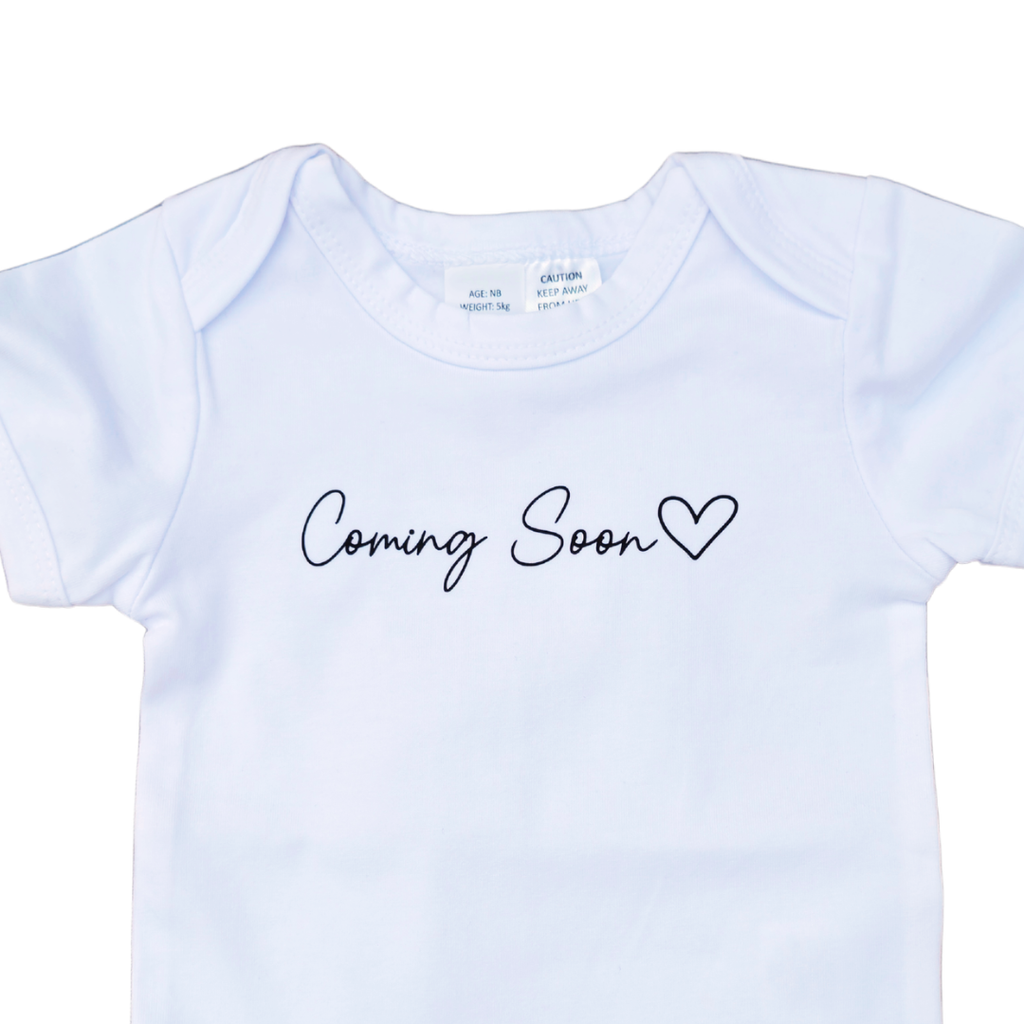 Announcement Onesie Coming Soon Heart