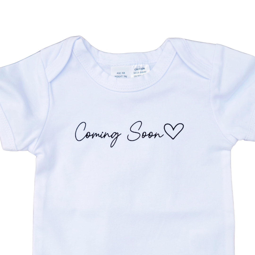 Announcement Onesie Coming Soon Heart