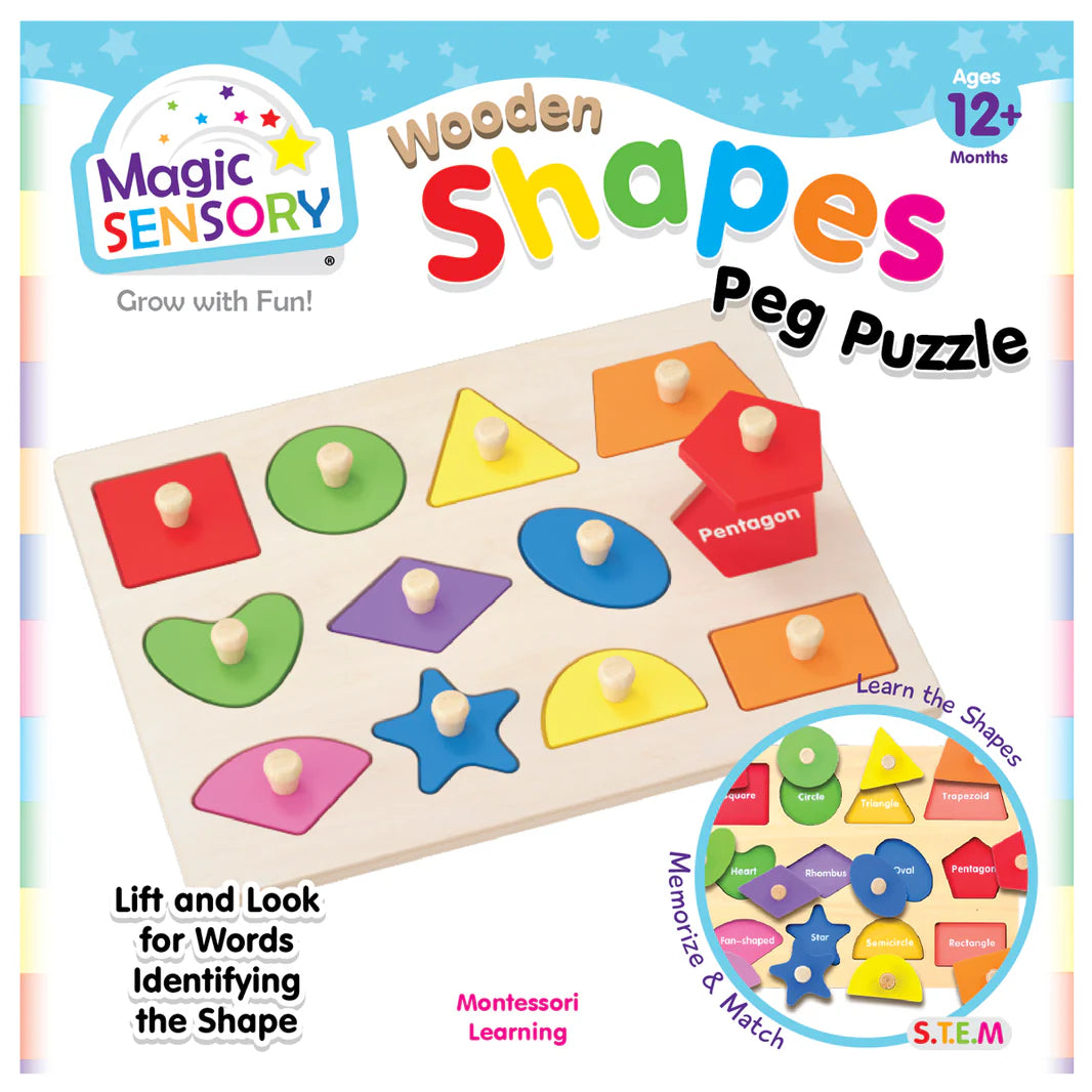 Magic Sensory Wooden Shapes Peg Puzzle