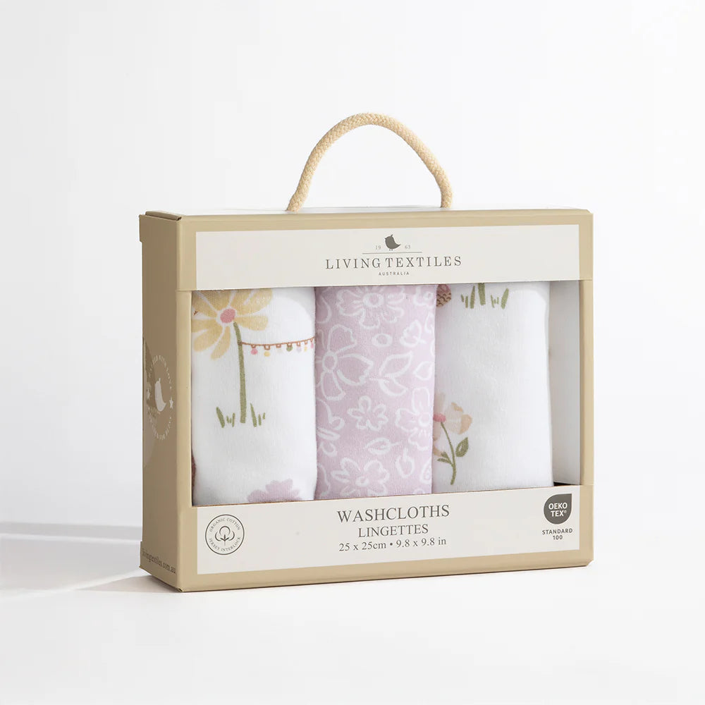 3 Pack Organic Wash Cloths - Whimsical Wonderland