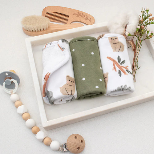 3 Pack Organic Wash Cloths - Forest Retreat