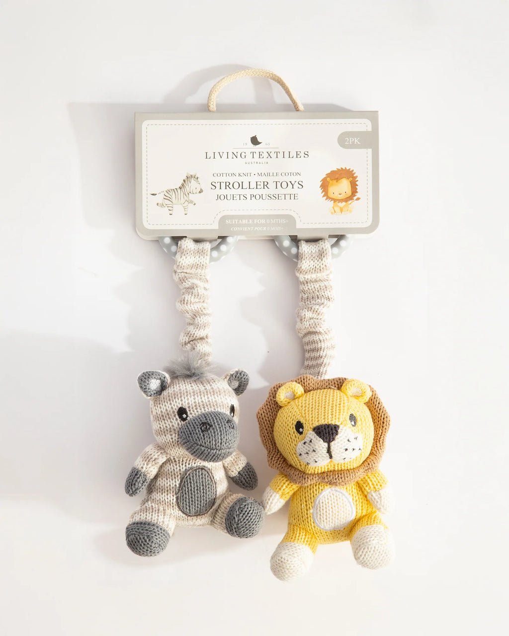 2pk Stroller Toy - Zebra & Lion