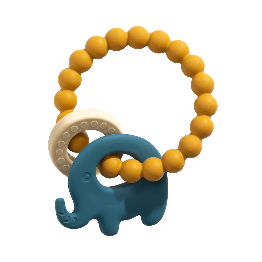Silicone Elephant Teething Ring - Steel Blue