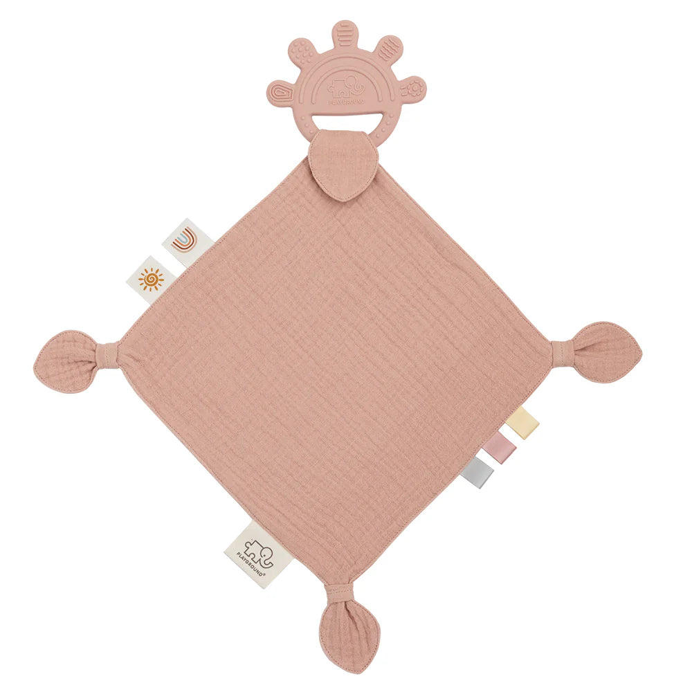 Silicone Muslin Comfort Teether - Rose