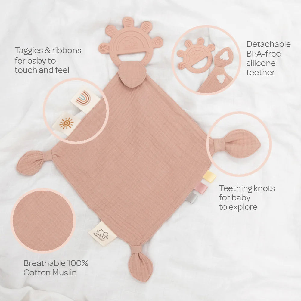 Silicone Muslin Comfort Teether - Rose