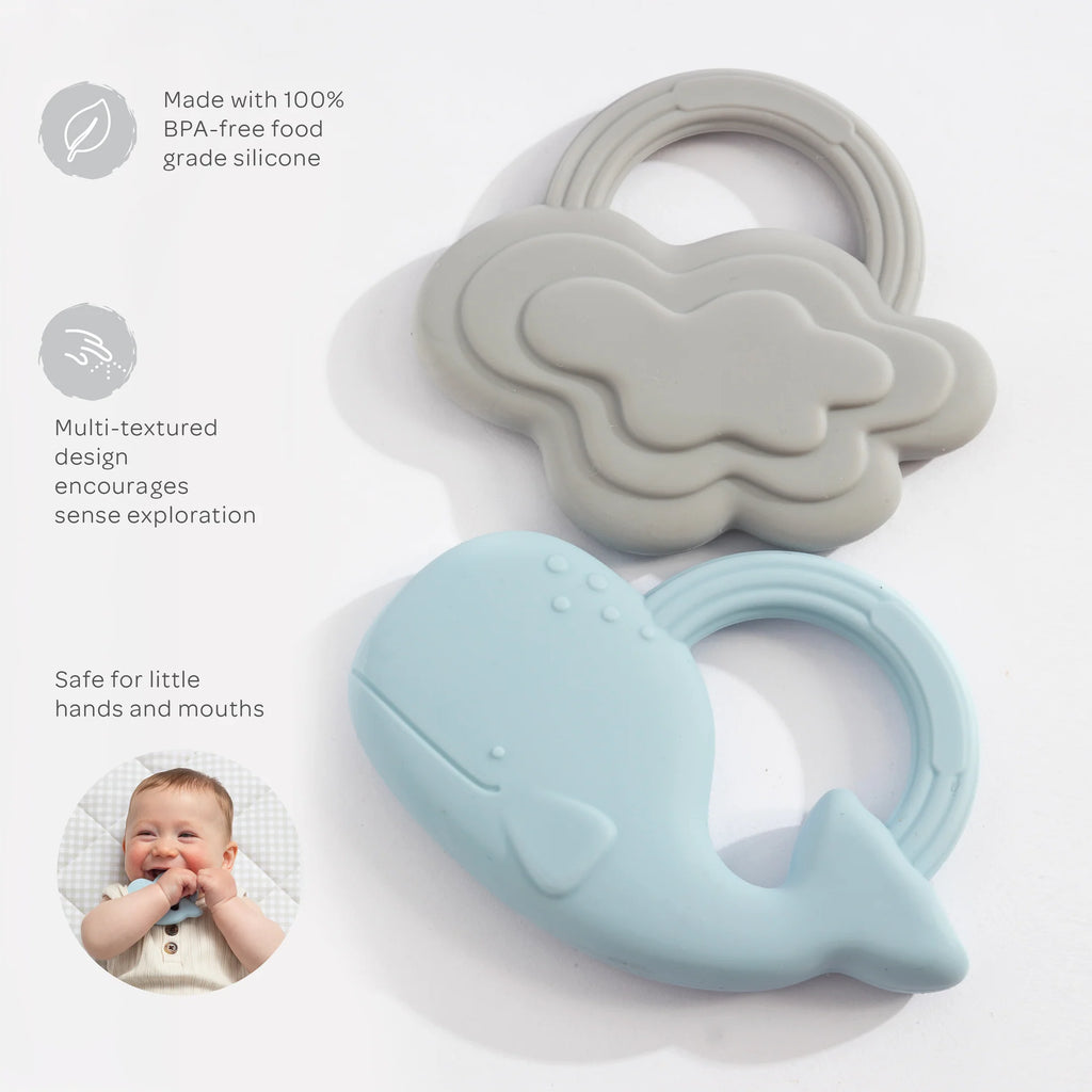 LT 2pk Silicone Teether - Whale & Cloud