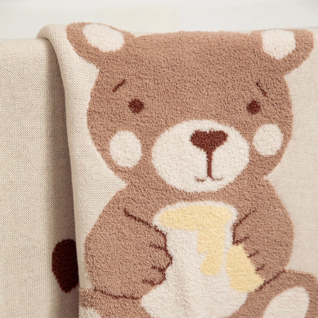 Jacquard Pram Blanket - Cuddly Bear