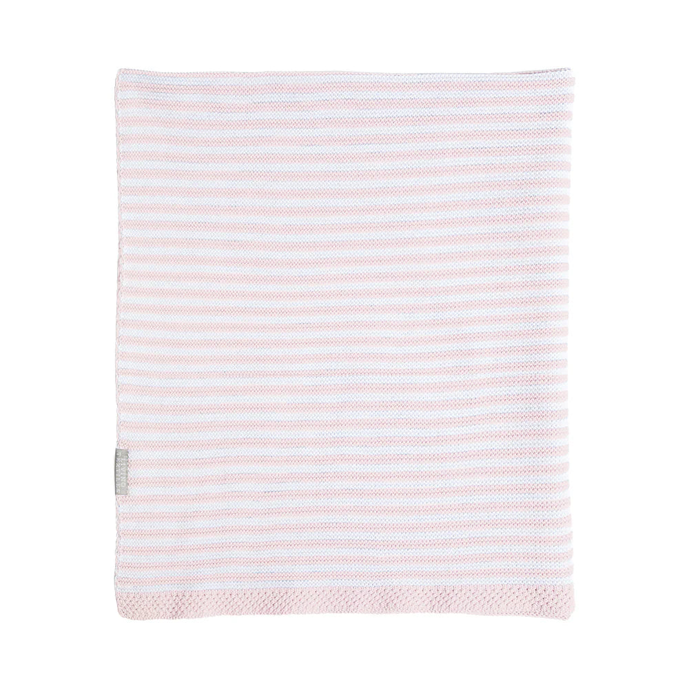 100% Cotton Knit Blanket - Blush Stripe