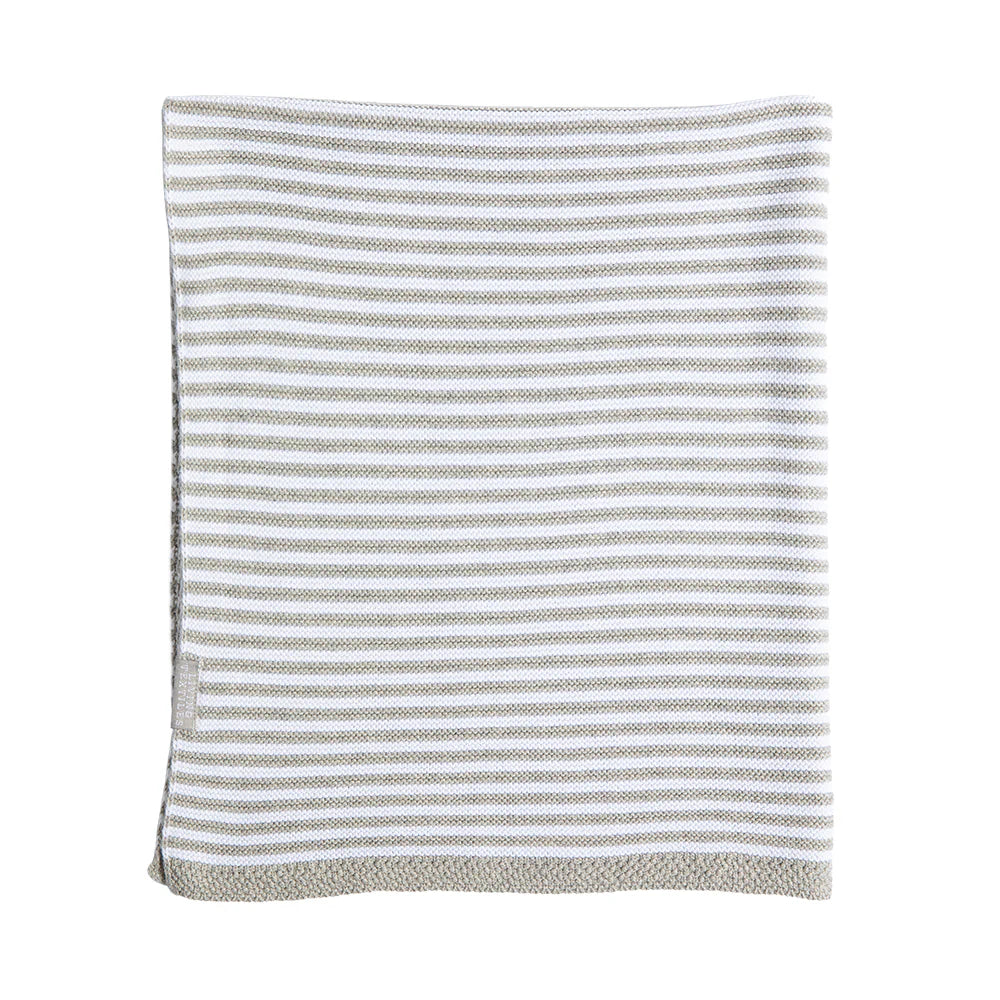 100% Cotton Knit Blanket - Grey Stripe