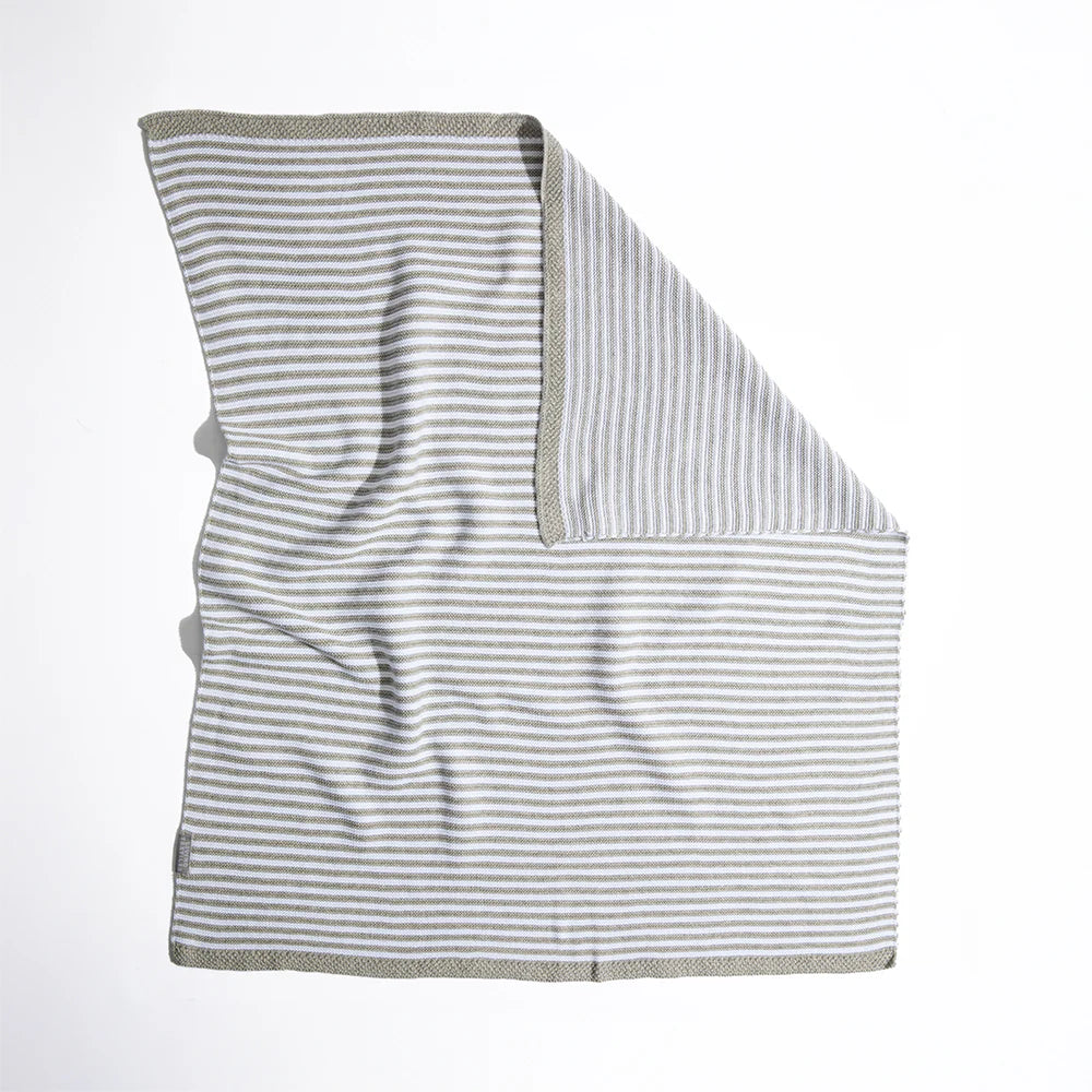 100% Cotton Knit Blanket - Grey Stripe