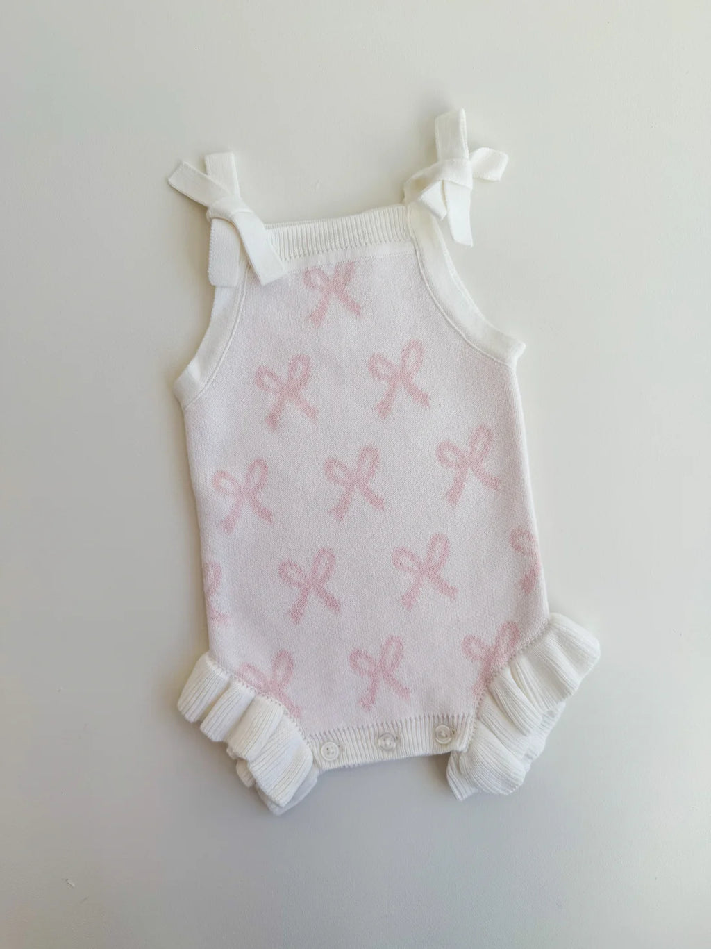Summer Bow Frill Romper, Milk
