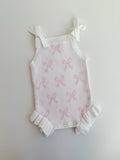 Summer Bow Frill Romper, Milk