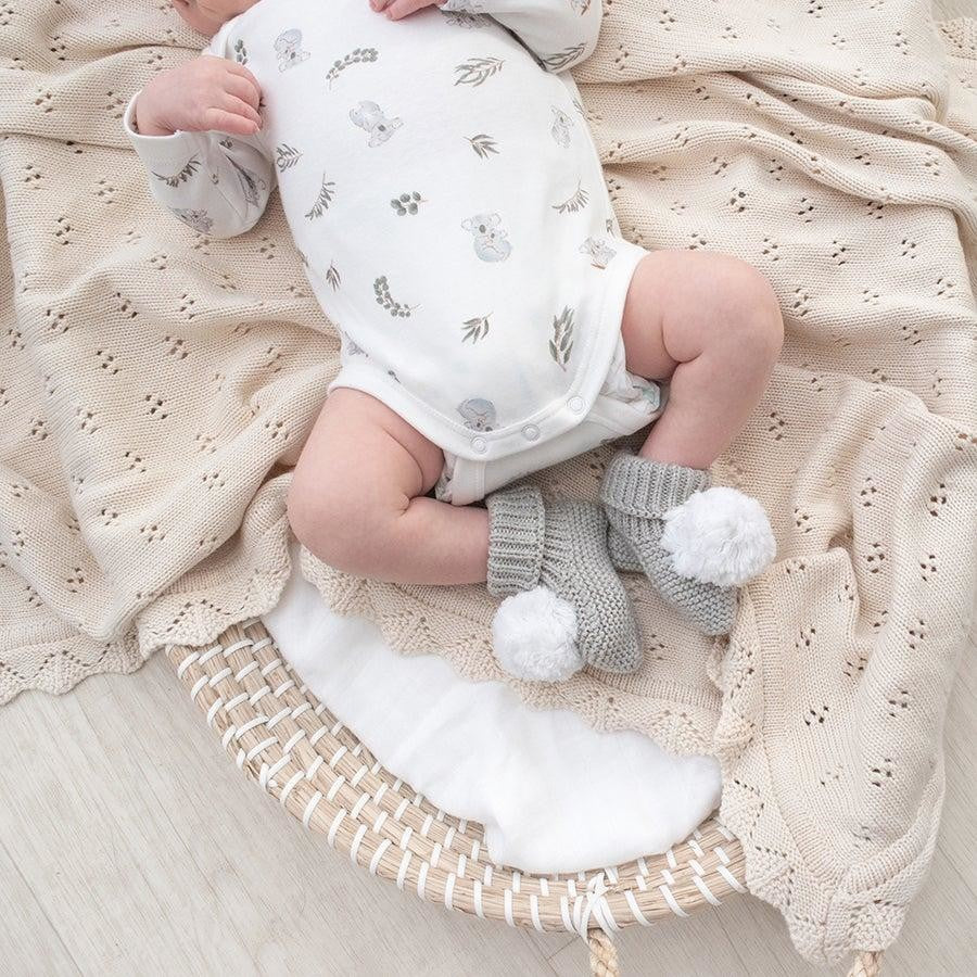 Bamboo/Cotton Heirloom Baby Blanket - Sand