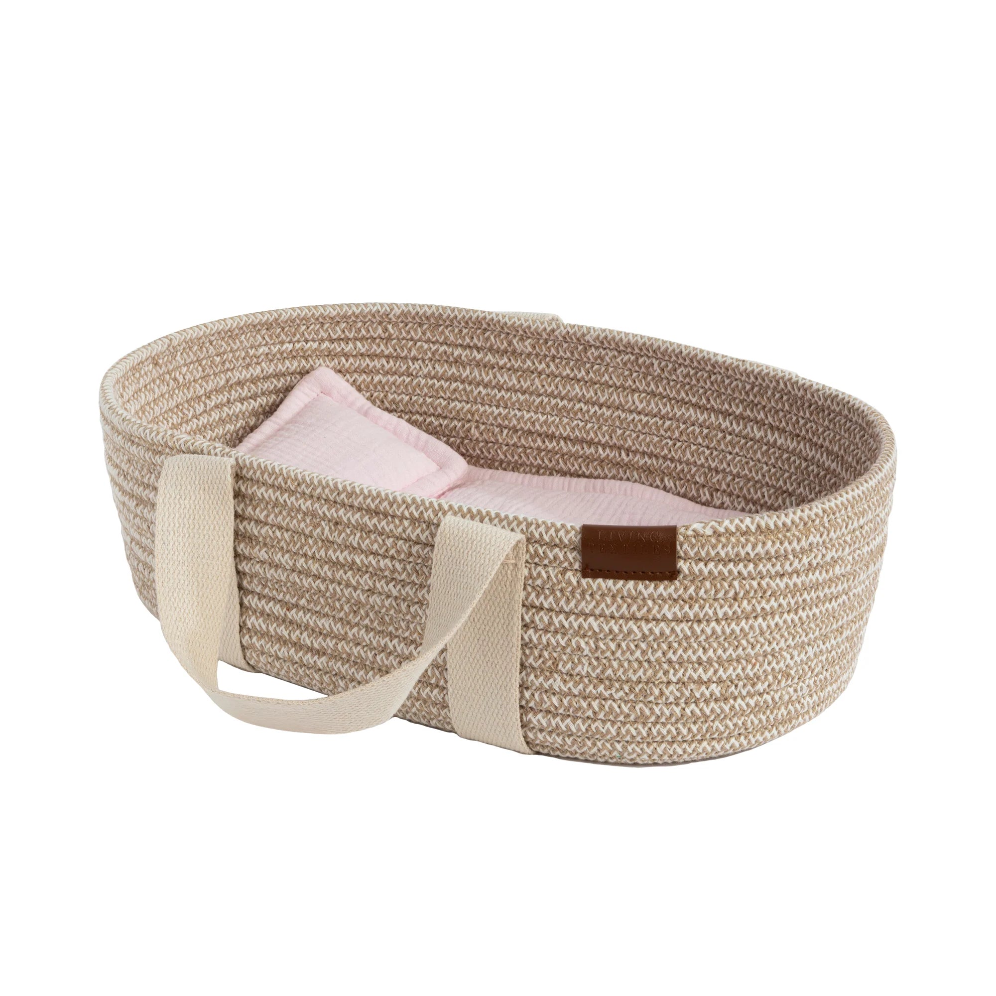 Cotton Rope Doll Moses Basket - Blush