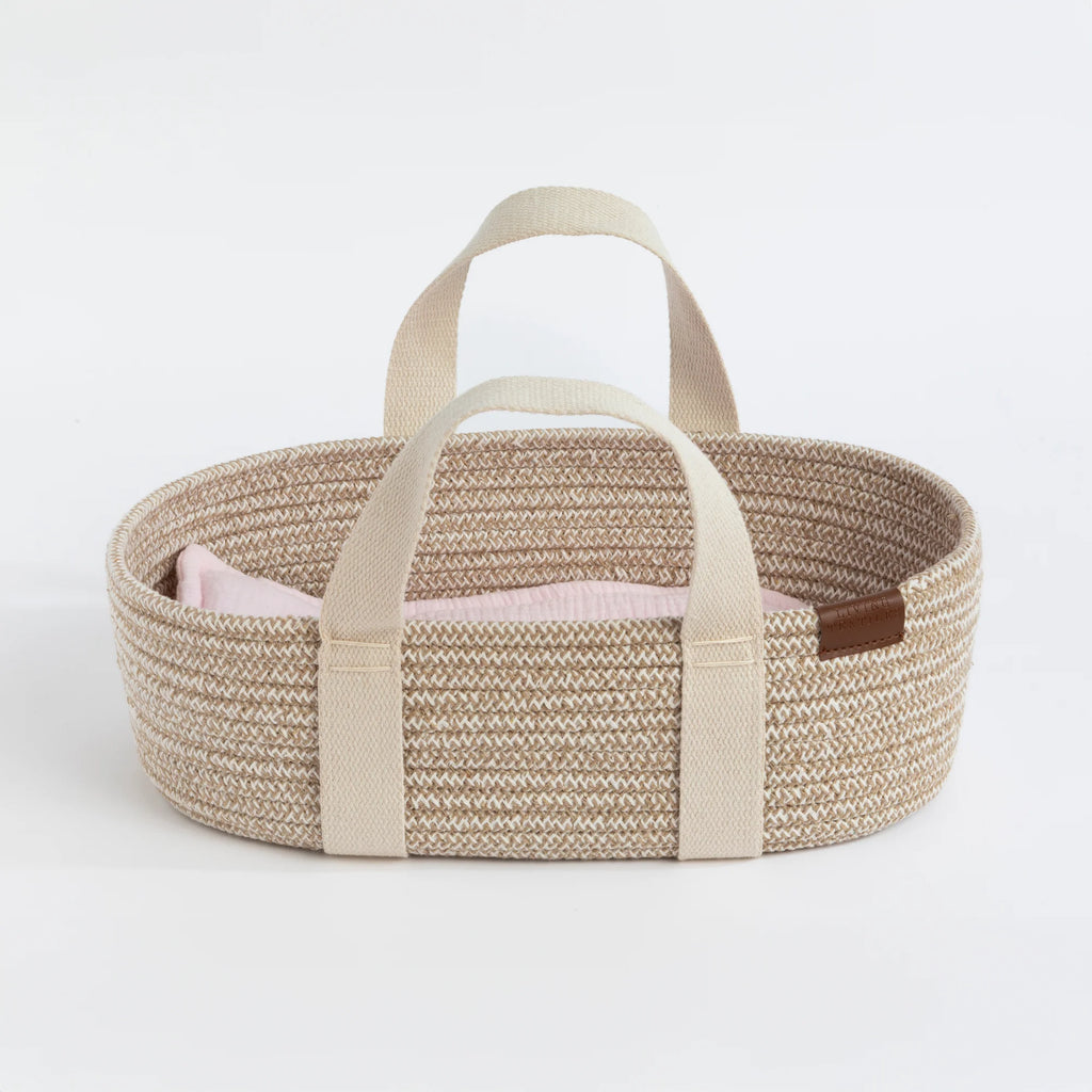 Cotton Rope Doll Moses Basket - Blush