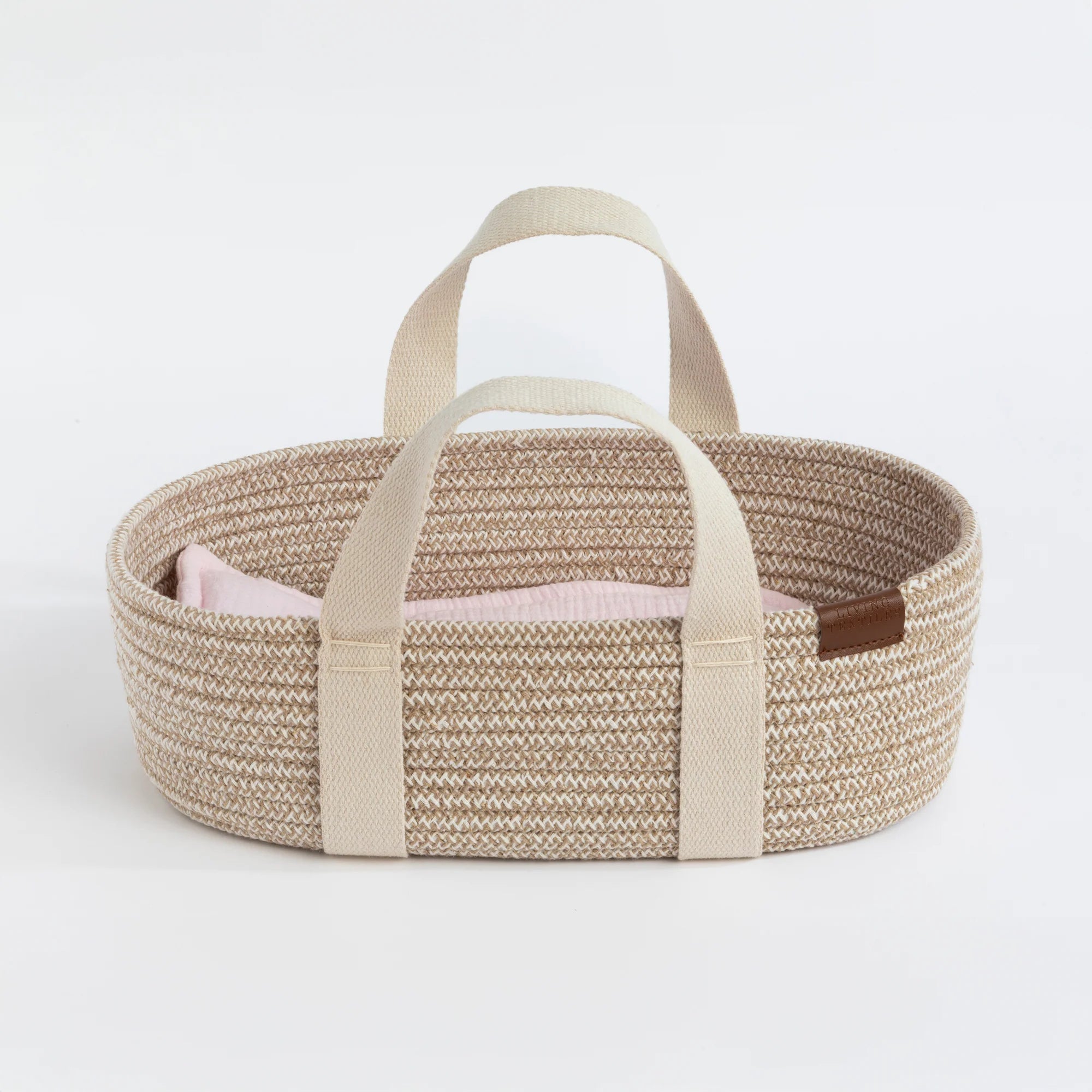 Cotton Rope Doll Moses Basket - Blush