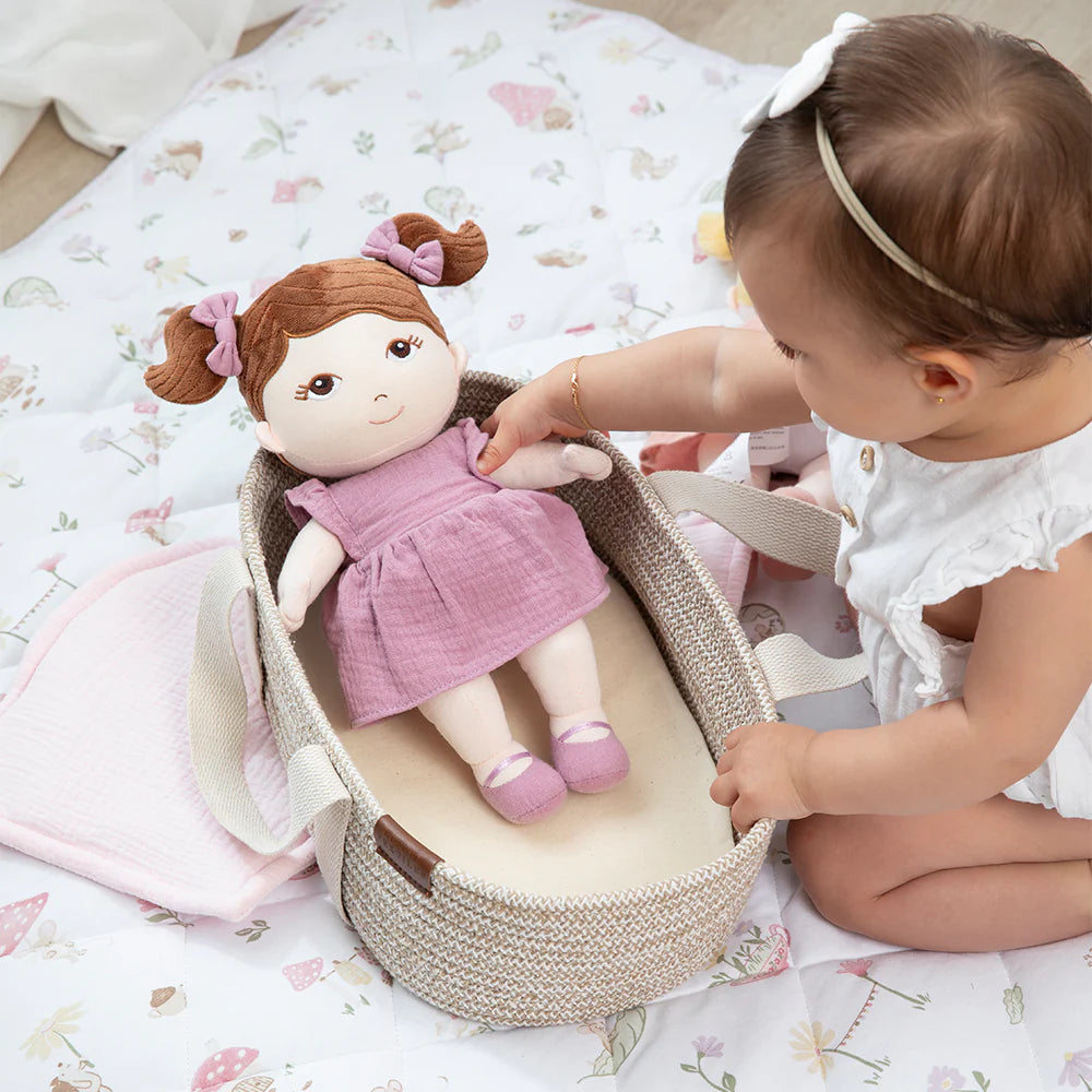 Cotton Rope Doll Moses Basket - Blush
