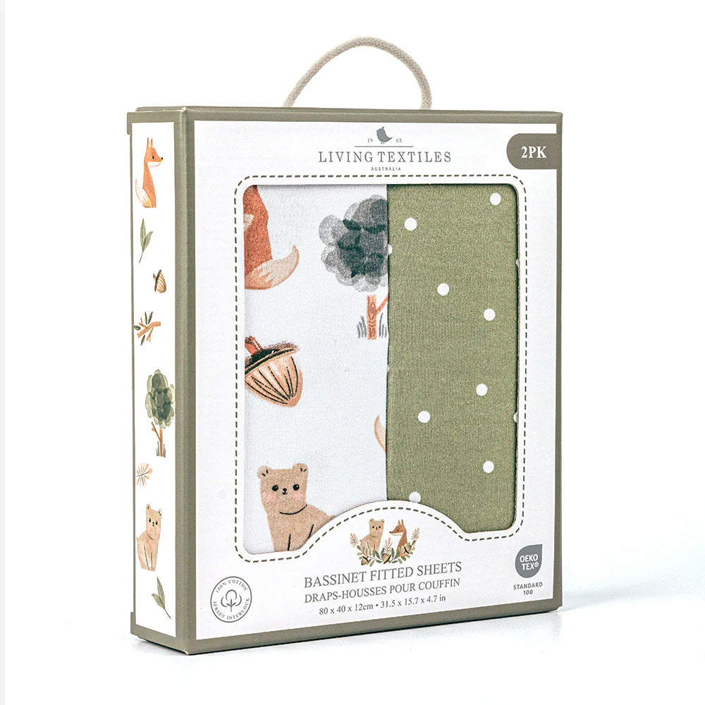 2pk Bassinet Fitted Sheet - Forest Retreat