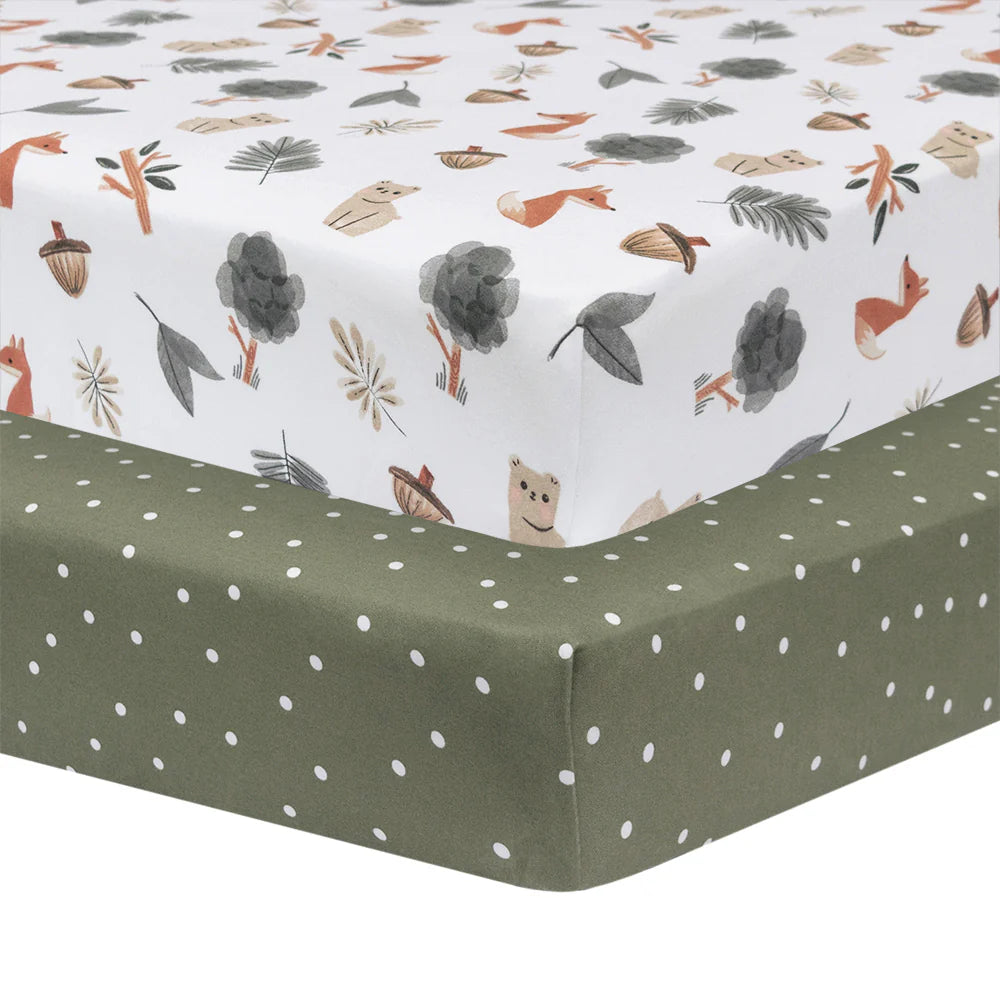 2pk Cot Fitted Sheet - Forest Retreat