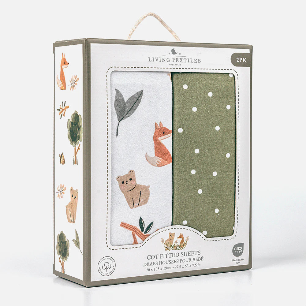 2pk Cot Fitted Sheet - Forest Retreat