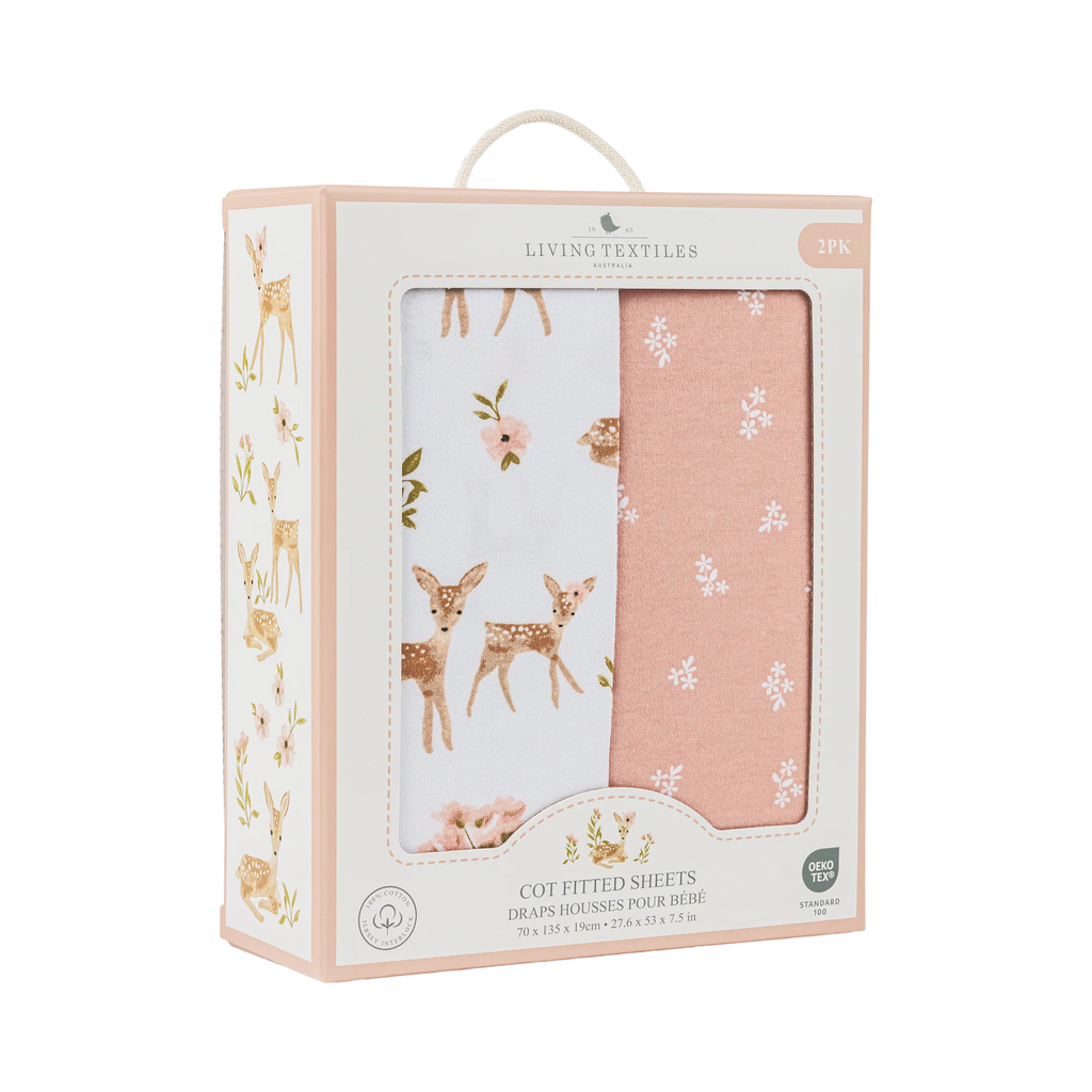 2pk Cot Fitted Sheet - Sophias Garden