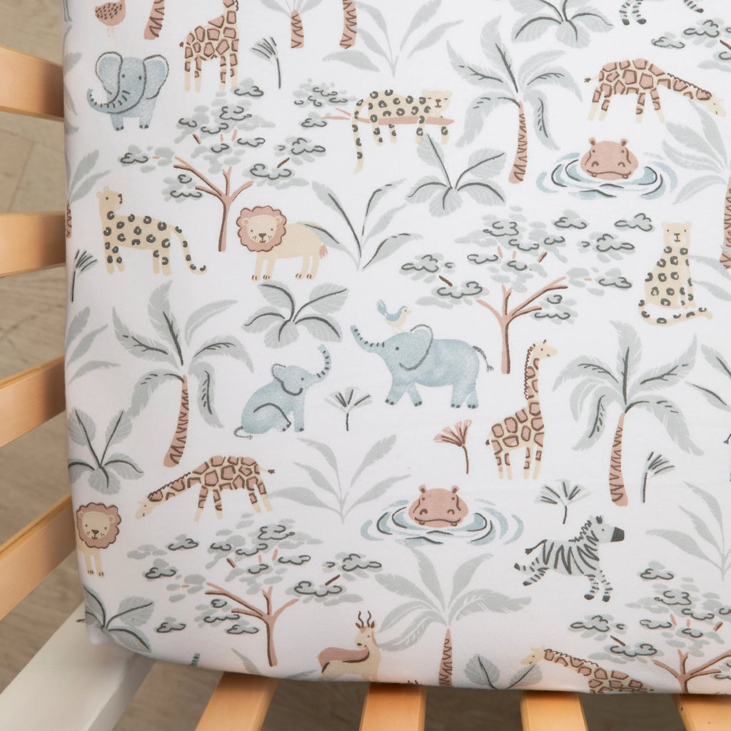 2pk Cot Fitted Sheet - Wild Safari