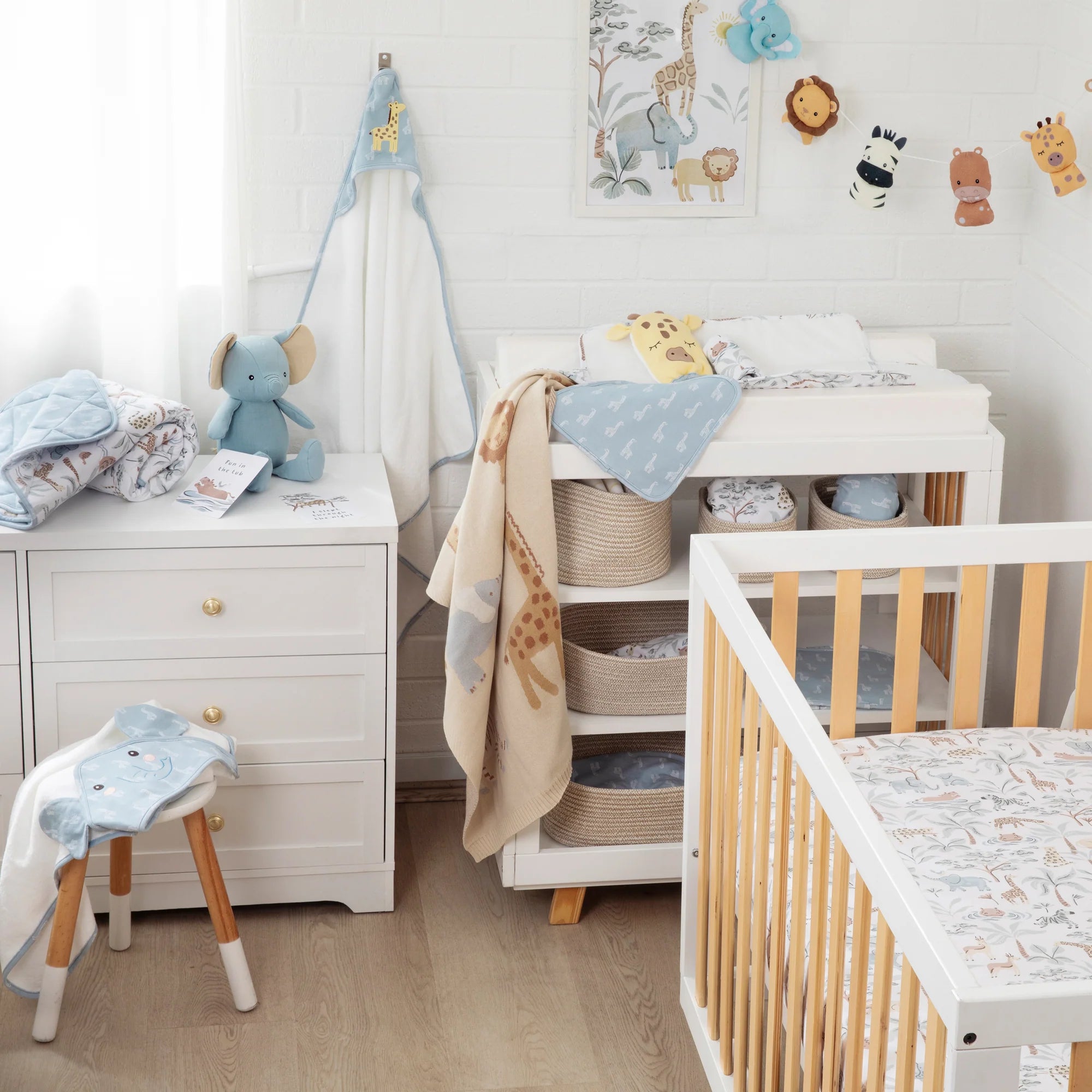 2pk Cot Fitted Sheet - Wild Safari