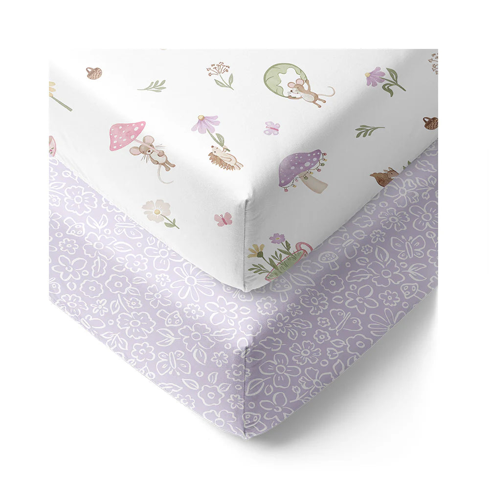 2pk Cot Fitted Sheet - Whimsical Wonderland
