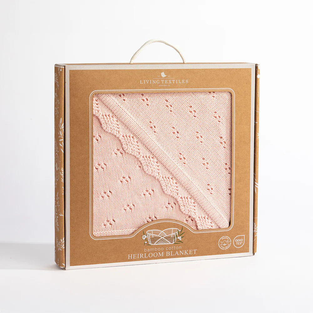 Bamboo/Cotton Heirloom Baby Blanket - Blush