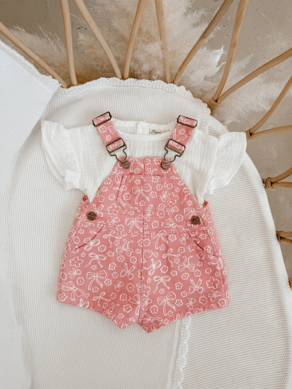 Blooming Bows Denim Shortalls