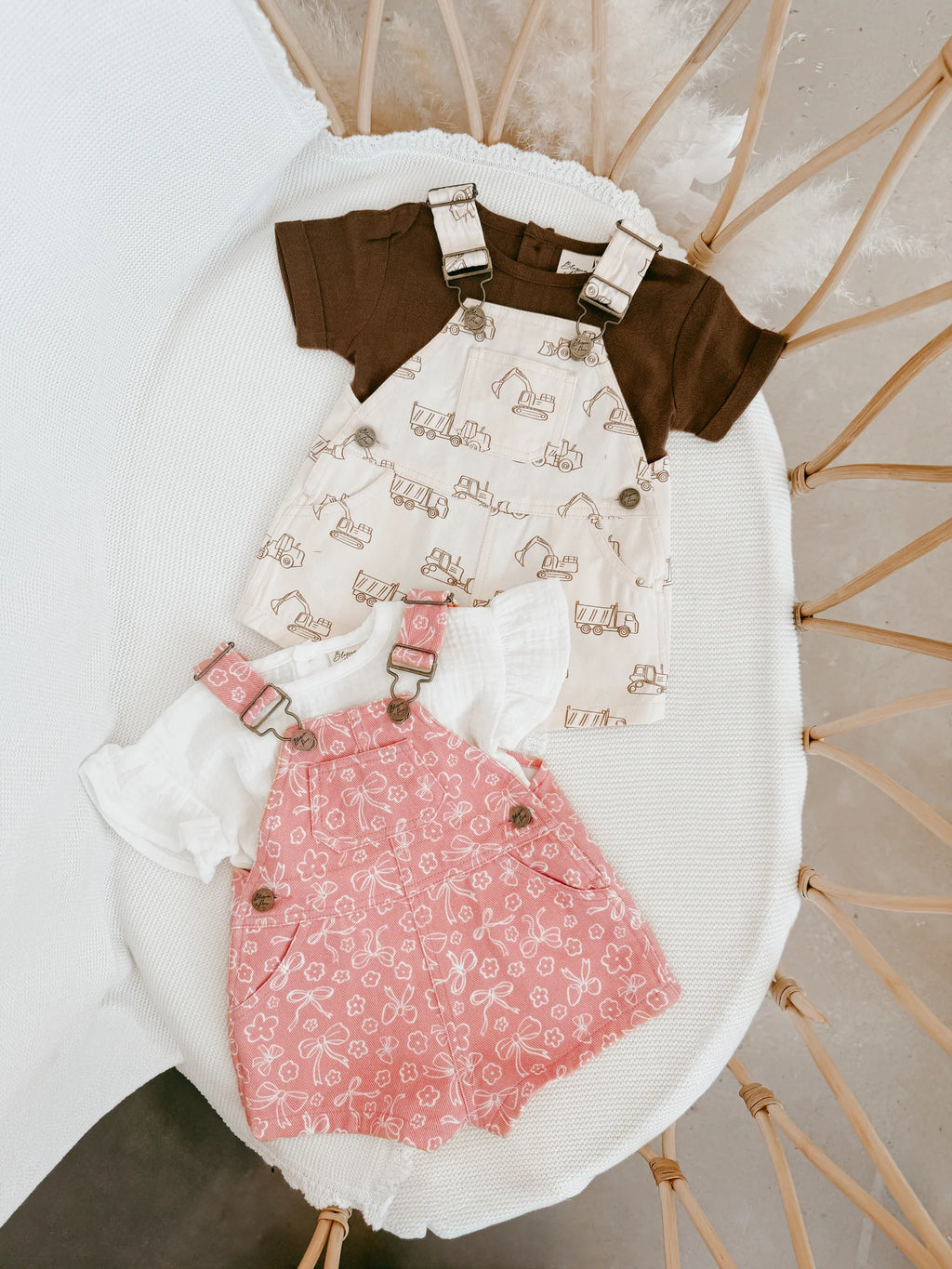 Blooming Bows Denim Shortalls