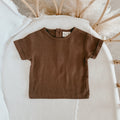 Cocoa Linen Tee - Cuff Sleeve