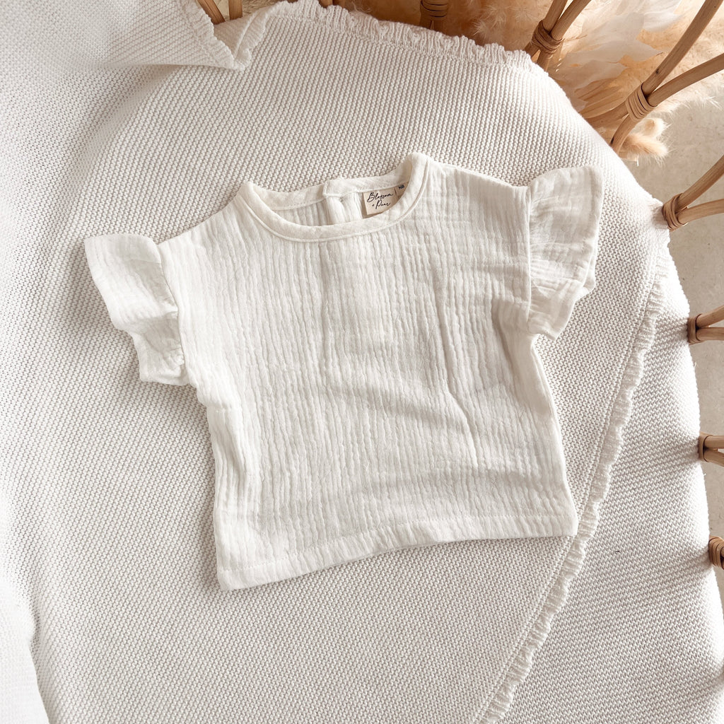 Vanilla Muslin Tee - Flutter Sleeve