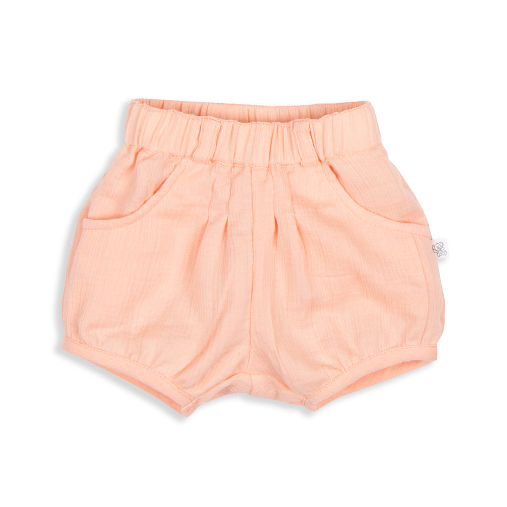 Tiny Twig Apricot Organic Crinkle Muslin Bubble Shorts