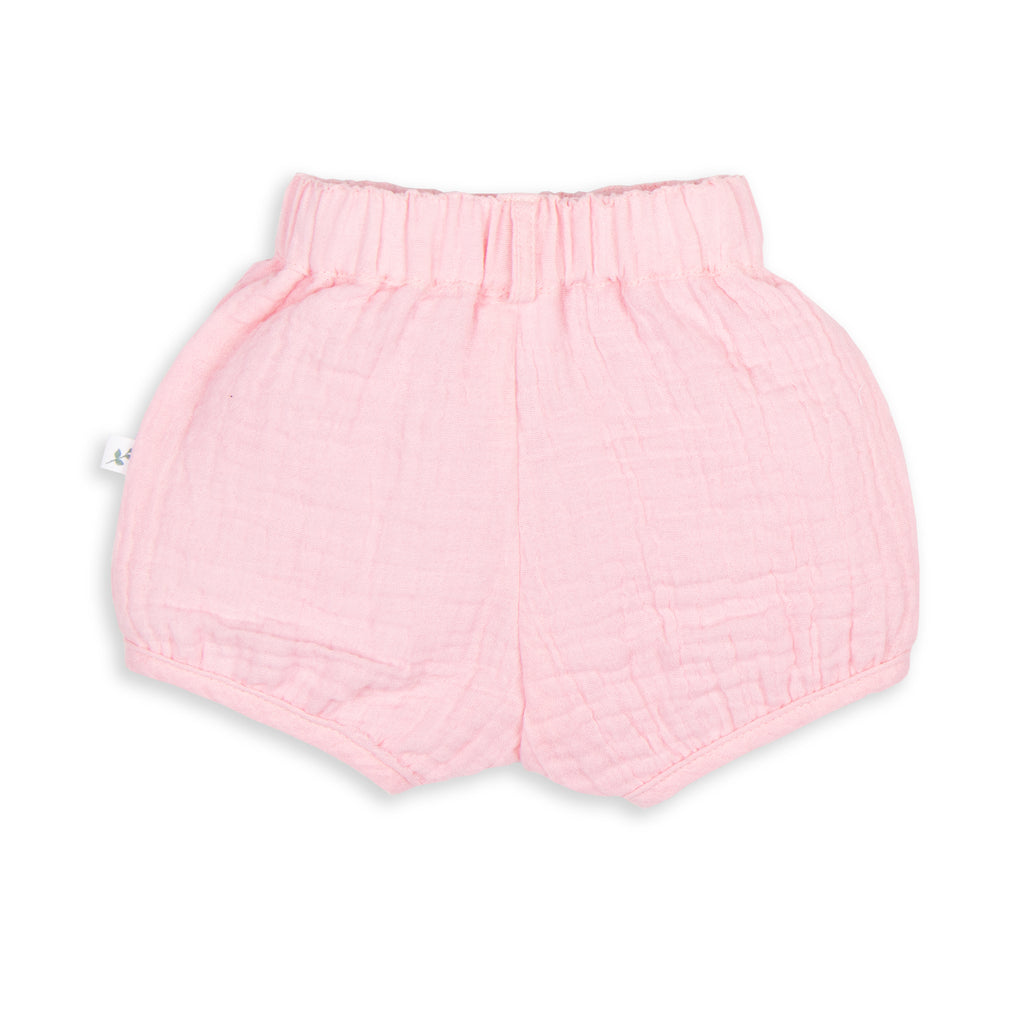 Tiny Twig Bubblegum Organic Crinkle Muslin Bubble Shorts
