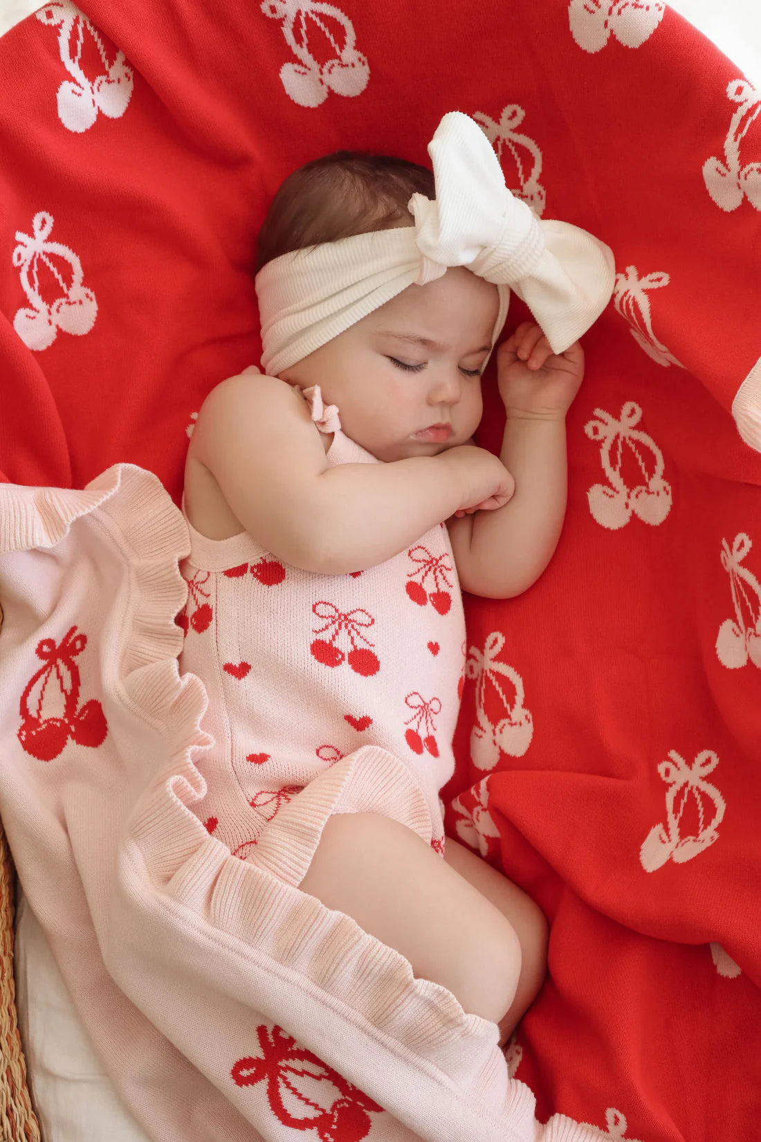 Summer Frill Romper, Cherry Heart