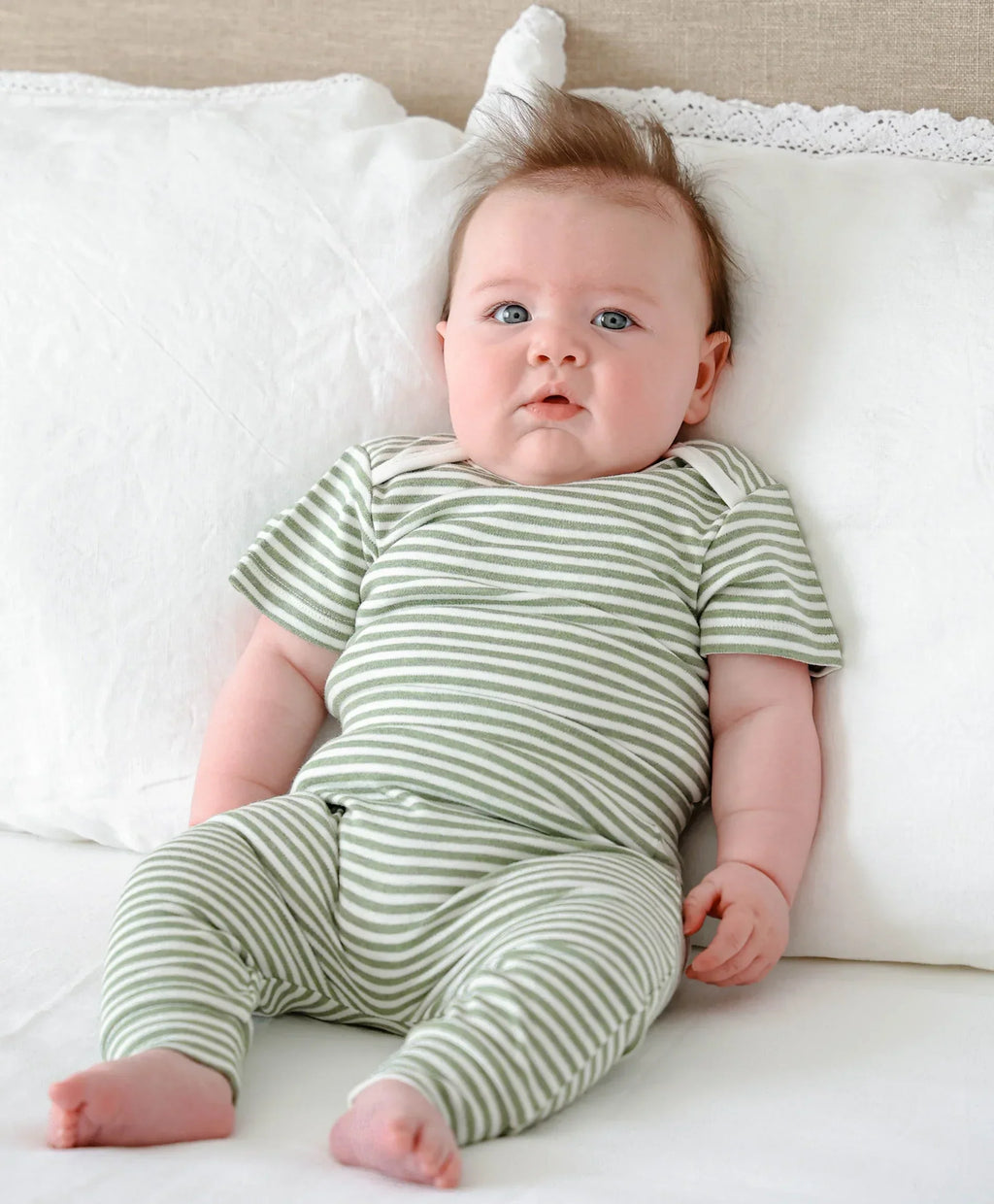 Organic Cotton S.S Bodysuit - Forest Stripes