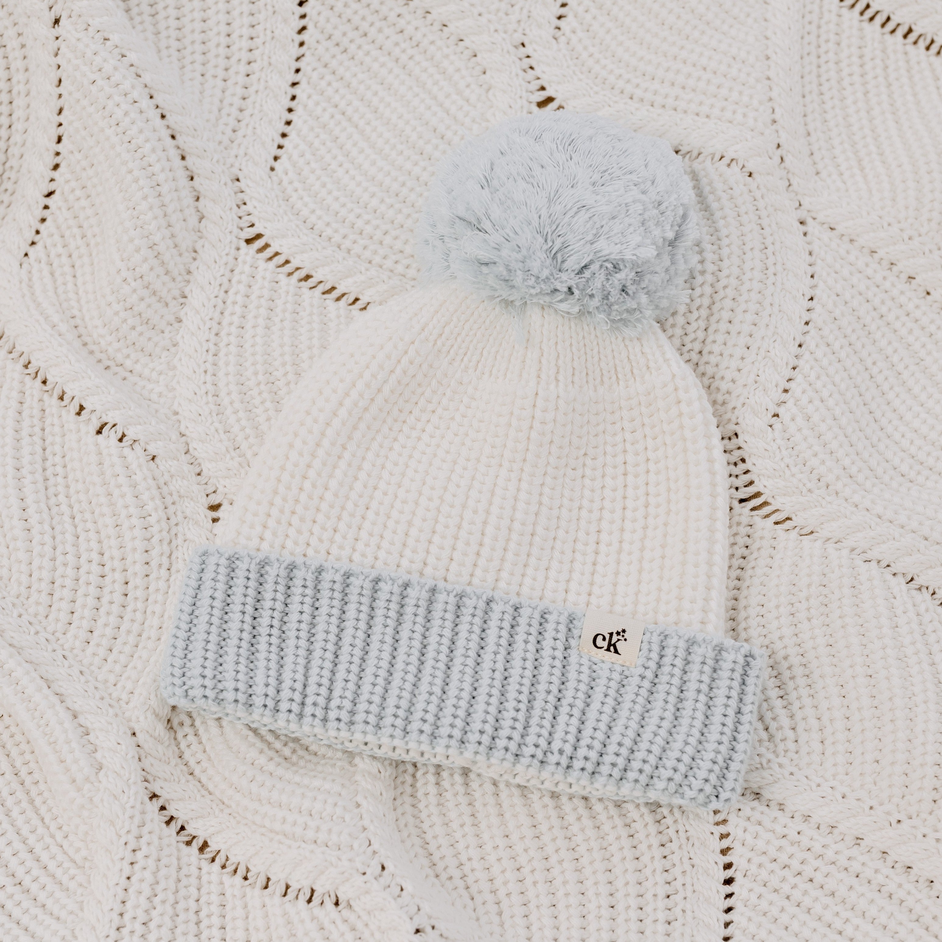Knit Beanie - Soft Blue - 0-6m