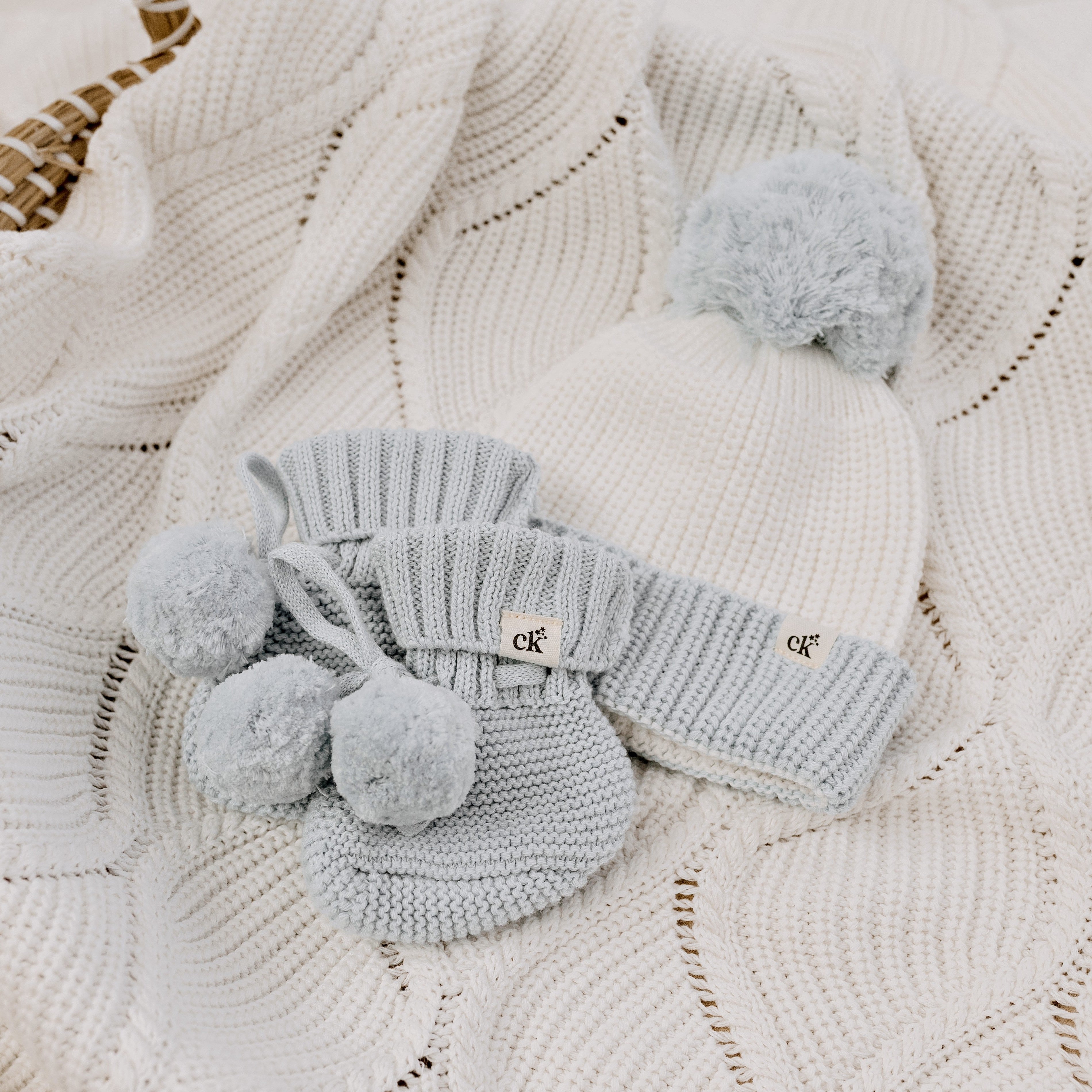 Knit Beanie - Soft Blue - 0-6m