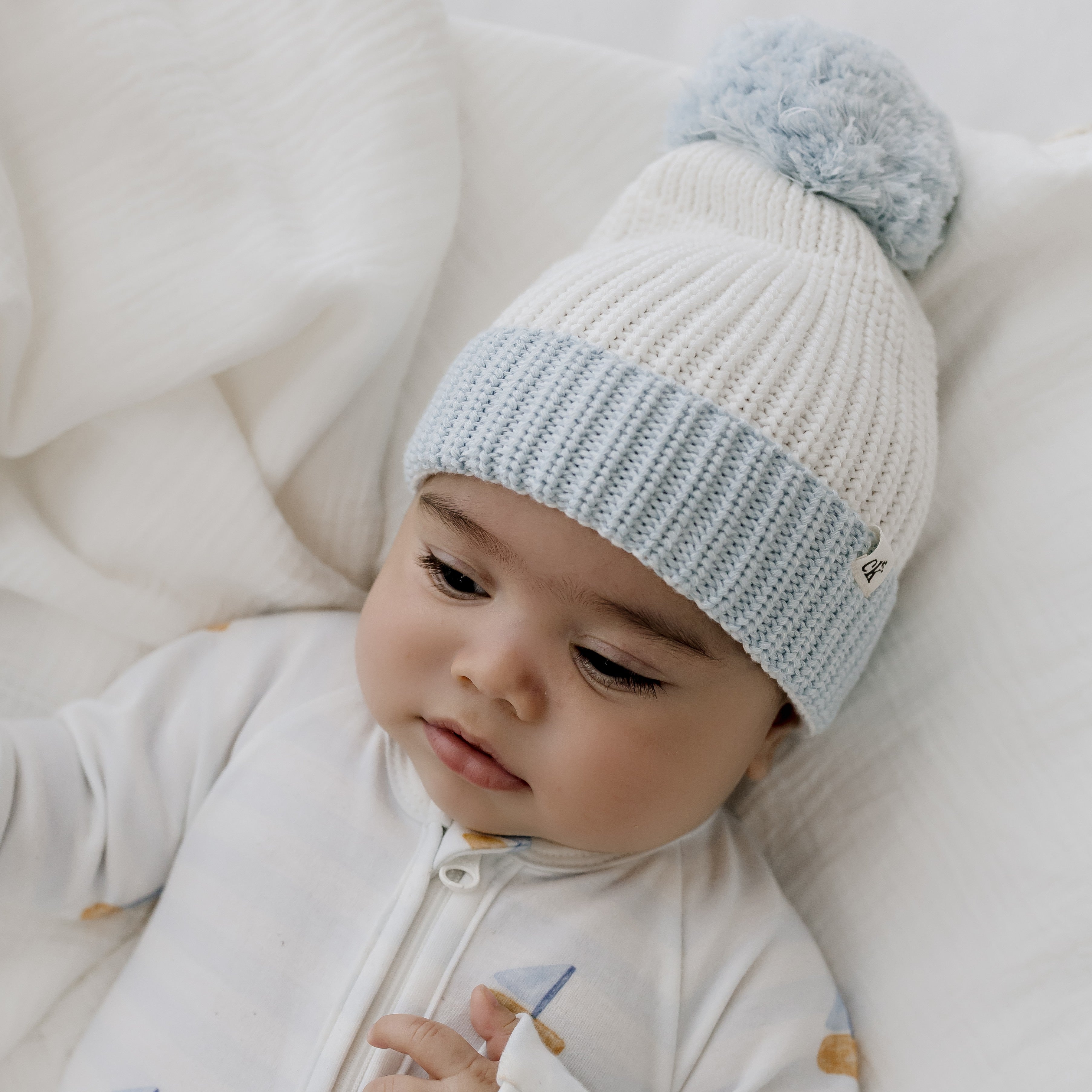 Knit Beanie - Soft Blue - 0-6m