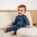 Kynd Baby Waffle Day or Night Onesie - Navy Stripe