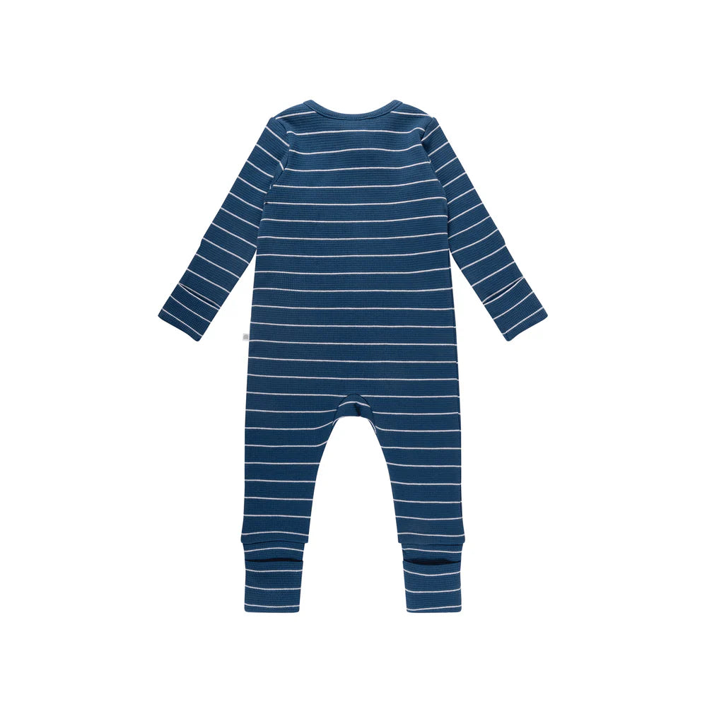 Kynd Baby Waffle Day or Night Onesie - Navy Stripe