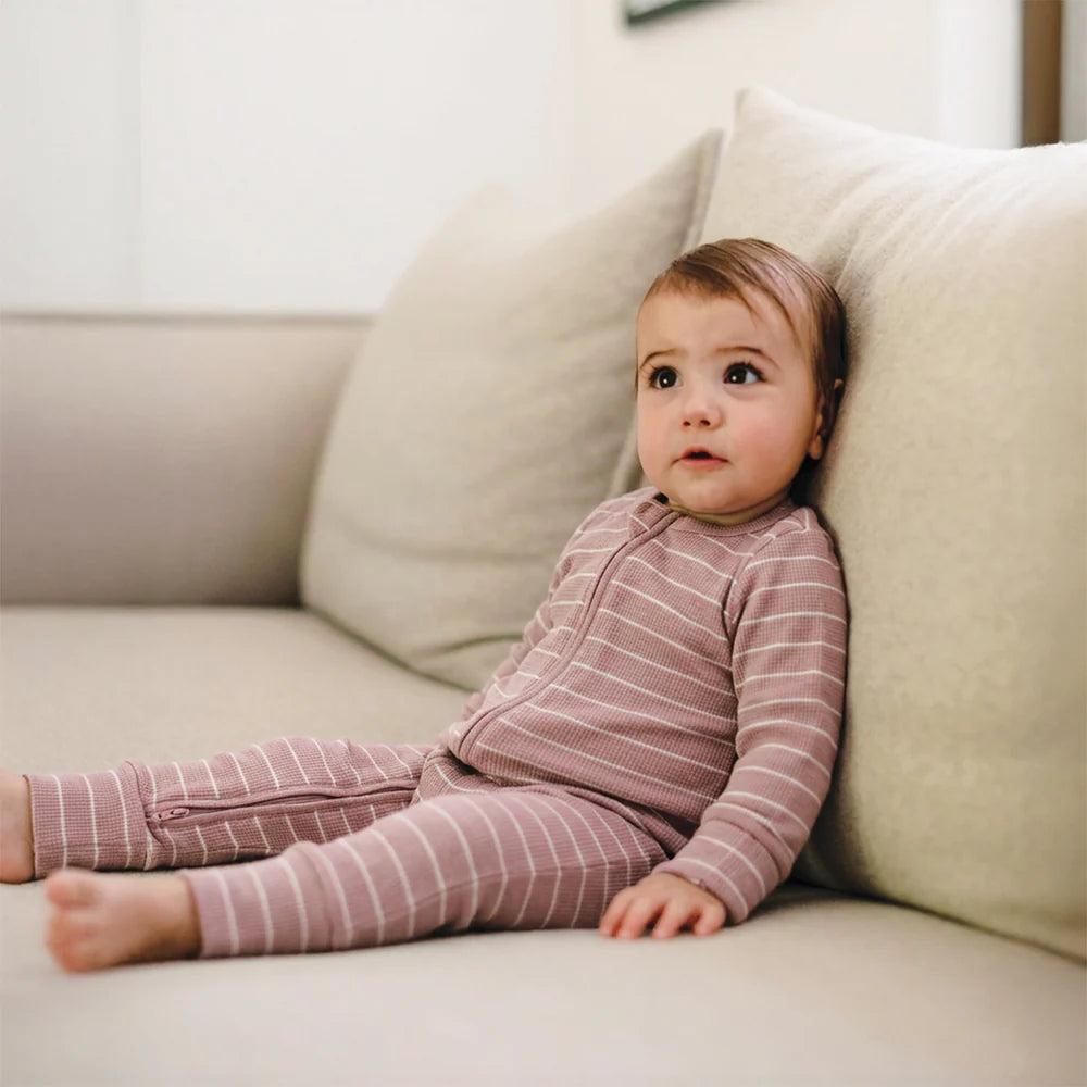Kynd Baby Waffle Day or Night Onesie - Woodrose Stripe