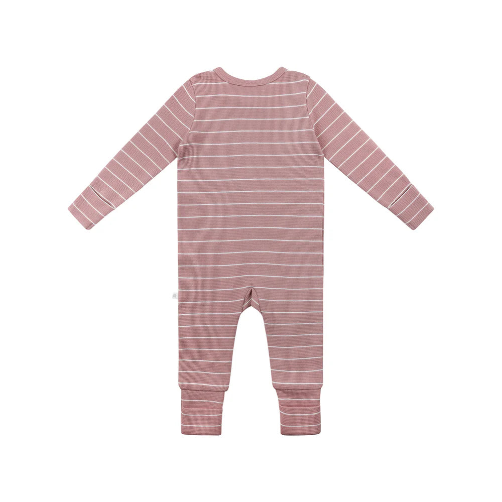 Kynd Baby Waffle Day or Night Onesie - Woodrose Stripe