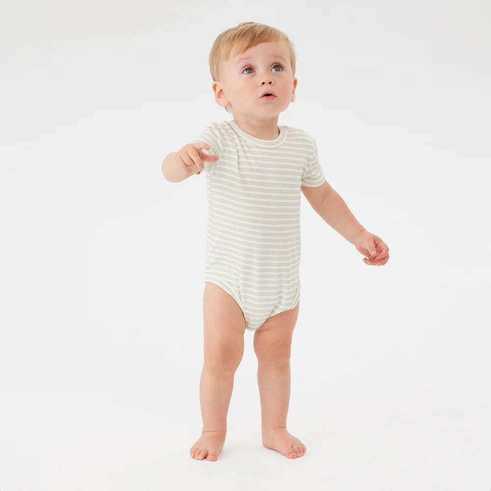 Comfy Bodysuit S.S - Sage Stripe -